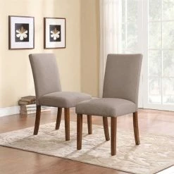 Budget 🌟 Dorel Asia Dorel Living Parsons Linen Dining Chairs In Taupe (Set Of 2) 🧨 -Cheap Office Chairs Store 1378000 1 L