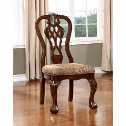 Budget 😍 Furniture Of America Wilson Wood Padded Dining Chair In Brown Cherry (Set Of 2) 👏 -Cheap Office Chairs Store 1444689 1 L