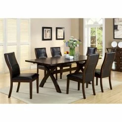 Deals 😉 Furniture Of America Egnew Faux Leather Padded Dining Chair In Black (Set Of 2) 🌟 -Cheap Office Chairs Store 1444797 4 L