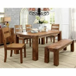 Outlet ⭐ Furniture Of America Rowlie Rustic Wood Dining Chair In Dark Oak (Set Of 2) ✔️ -Cheap Office Chairs Store 1444958 2 L