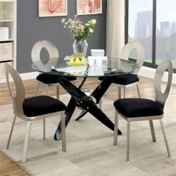 Flash Sale 🎉 Furniture Of America Lopez Stainless Steel Dining Chair In Silver (Set Of 2) 👏 -Cheap Office Chairs Store 1444987 1 L