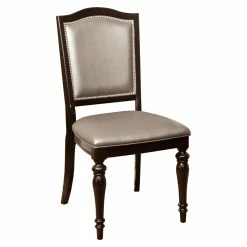 Wholesale 🔔 Furniture Of America Raab Faux Leather Side Chair In Dark Walnut (Set Of 2) 🎁