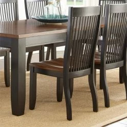 Deals 🔥 Steve Silver Company Lawton Solid Wood Dining Chair In Black With Brown Seats 😉 -Cheap Office Chairs Store 1509813 20 L