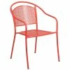 Buy 🤩 Flash Furniture Stackable Steel Round Back Patio Dining Side Chair In Coral ⭐