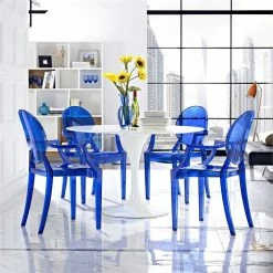 New ✨ Modway Casper Dining Arm Chair In Blue (Set Of 4) 🎉 -Cheap Office Chairs Store 1530790 3 L