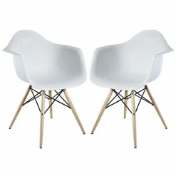 New ๐ Modway Pyramid Dining Arm Chair In White (Set Of 2) ๐