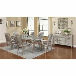 Best Sale 🥰 Bowery Hill Tufted Dining Arm Chair In Metallic Platinum 🥰 -Cheap Office Chairs Store 1538894 3 L