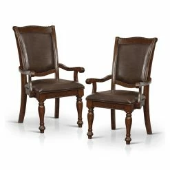 Outlet ๐ Furniture Of America Alstroemeria Wood Arm Chair In Brown Cherry (Set Of 2) ๐ฅฐ