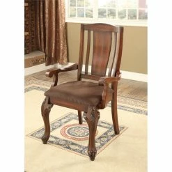 Coupon 🥰 Furniture Of America Jamis Wood Dining Arm Chair In Brown Cherry (Set Of 2) 🔥 -Cheap Office Chairs Store 1610329 L