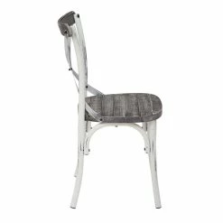 Best deal 🌟 Office Star Somerset X Back Antique White Metal Chair With Hardwood Vintage Seat Finish 🎁 -Cheap Office Chairs Store 1615043 3 L