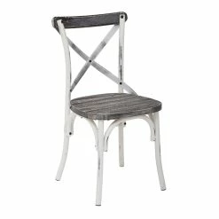 Best deal 🌟 Office Star Somerset X Back Antique White Metal Chair With Hardwood Vintage Seat Finish 🎁