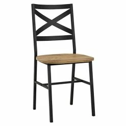 Brand new 🛒 Walker Edison X-Back Metal And Wood Dining Side Chairs (Set Of 2) - In Barnwood Brown 😉 -Cheap Office Chairs Store 1648942 L
