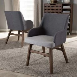Buy 💯 Baxton Studio Monte Dining Arm Chair In Gray And Walnut (Set Of 2) 🔥 -Cheap Office Chairs Store 1663217 1 L