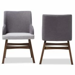 Buy 💯 Baxton Studio Monte Dining Arm Chair In Gray And Walnut (Set Of 2) 🔥 -Cheap Office Chairs Store 1663217 2 L