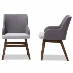 Buy 💯 Baxton Studio Monte Dining Arm Chair In Gray And Walnut (Set Of 2) 🔥 -Cheap Office Chairs Store 1663217 3 L