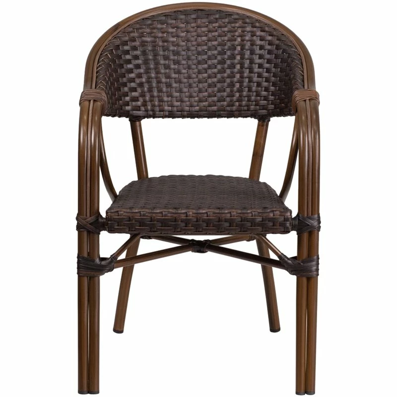 New 😀 Flash Furniture Milano Rattan Patio Dining Arm Chair In Dark Brown (Set Of 3) 🔥 4 New 😀 Flash Furniture Milano Rattan Patio Dining Arm Chair In Dark Brown (Set Of 3) 🔥 - Image 2