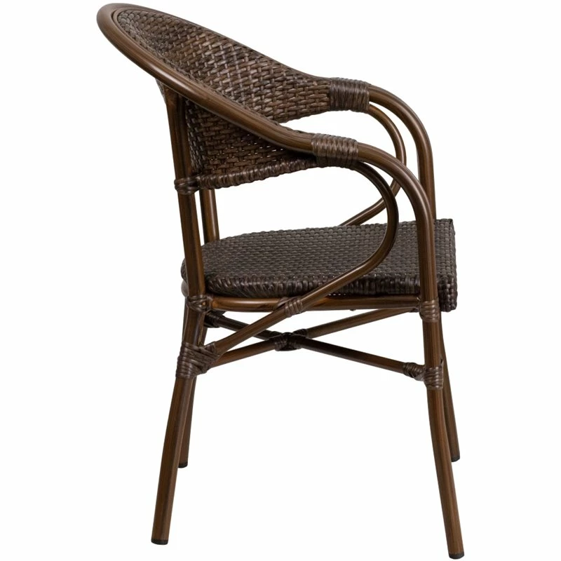 Flash Sale 🔥 Flash Furniture Milano Rattan Patio Dining Arm Chair In Cafe Brown 🎉 4 Flash Sale 🔥 Flash Furniture Milano Rattan Patio Dining Arm Chair In Cafe Brown 🎉 - Image 2