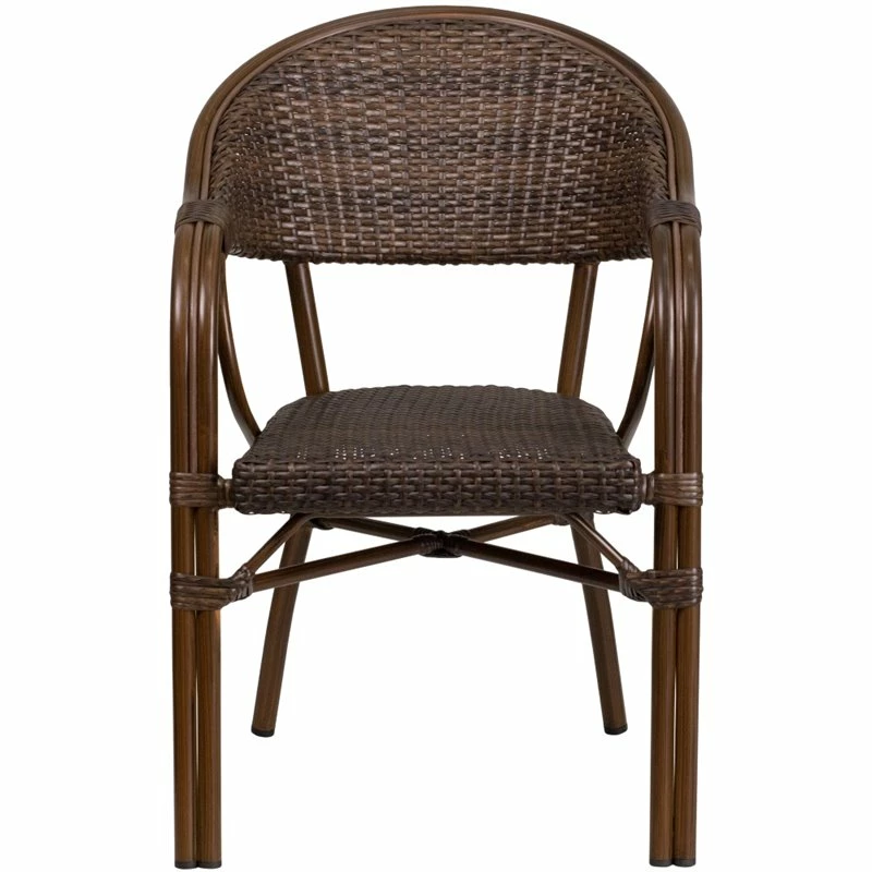 Flash Sale 🔥 Flash Furniture Milano Rattan Patio Dining Arm Chair In Cafe Brown 🎉 6 Flash Sale 🔥 Flash Furniture Milano Rattan Patio Dining Arm Chair In Cafe Brown 🎉 - Image 4