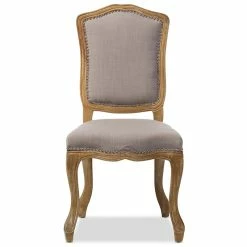 New 💯 Baxton Studio Chateauneuf Dining Side Chair In Oak And Beige ❤️ -Cheap Office Chairs Store 1707244 2 L