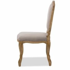 New 💯 Baxton Studio Chateauneuf Dining Side Chair In Oak And Beige ❤️ -Cheap Office Chairs Store 1707244 3 L