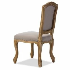 New 💯 Baxton Studio Chateauneuf Dining Side Chair In Oak And Beige ❤️ -Cheap Office Chairs Store 1707244 4 L