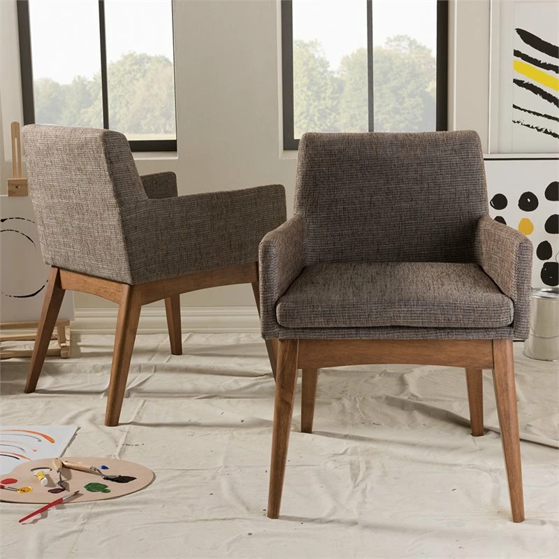 Buy ✔️ Baxton Studio Nexus Dining Arm Chair In Gray And Brown (Set Of 2) 😍 4 Buy ✔️ Baxton Studio Nexus Dining Arm Chair In Gray And Brown (Set Of 2) 😍 - Image 2