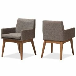 Buy โ๏ธ Baxton Studio Nexus Dining Arm Chair In Gray And Brown (Set Of 2) ๐