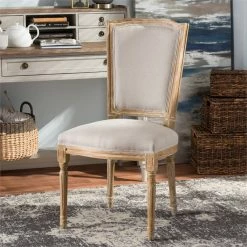Discount 🎁 Baxton Studio Cadencia Dining Side Chair In Weathered Oak And Beige 🌟 -Cheap Office Chairs Store 1707506 1 L