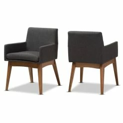 Promo 🤩 Baxton Studio Nexus Dining Arm Chair In Dark Gray (Set Of 2) 😍