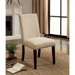 Top 10 🔔 Furniture Of America Boelin Fabric Nailhead Dining Chair In Beige (Set Of 2) 🧨 -Cheap Office Chairs Store 1733729 1 L