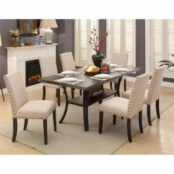 Top 10 🔔 Furniture Of America Boelin Fabric Nailhead Dining Chair In Beige (Set Of 2) 🧨 -Cheap Office Chairs Store 1733729 5 L