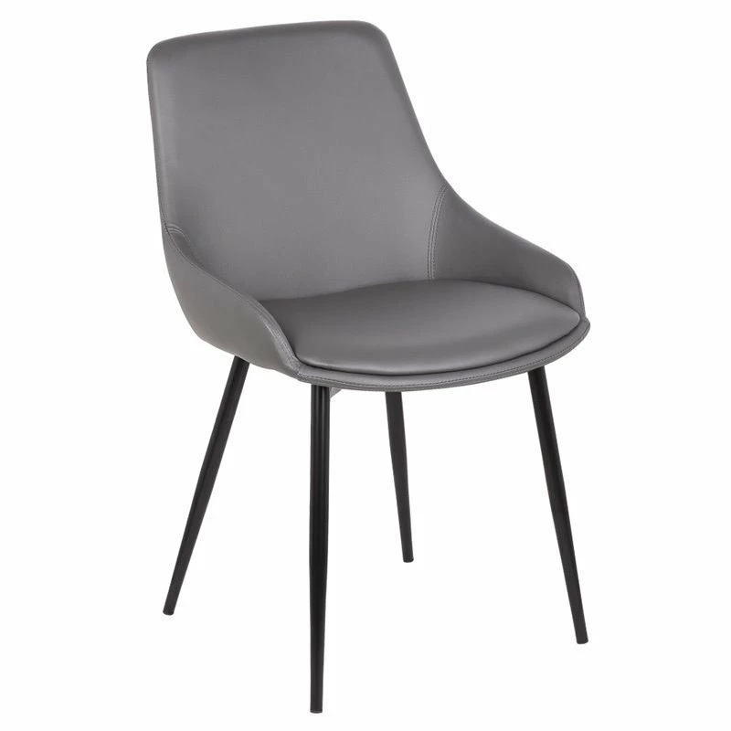 Discount 🌟 Maklaine Faux Leather Dining Chair In Gray 👍 3 Discount 🌟 Maklaine Faux Leather Dining Chair In Gray 👍