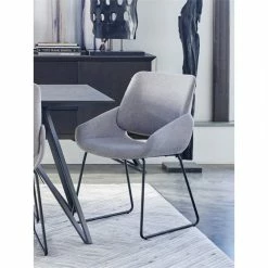 Budget 👍 Moe's Home Collection Lisboa 19" Fabric Dining Arm Chair In Light Gray ❤️ -Cheap Office Chairs Store 1745586 1 L
