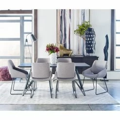 Budget 👍 Moe's Home Collection Lisboa 19" Fabric Dining Arm Chair In Light Gray ❤️ -Cheap Office Chairs Store 1745586 2 L