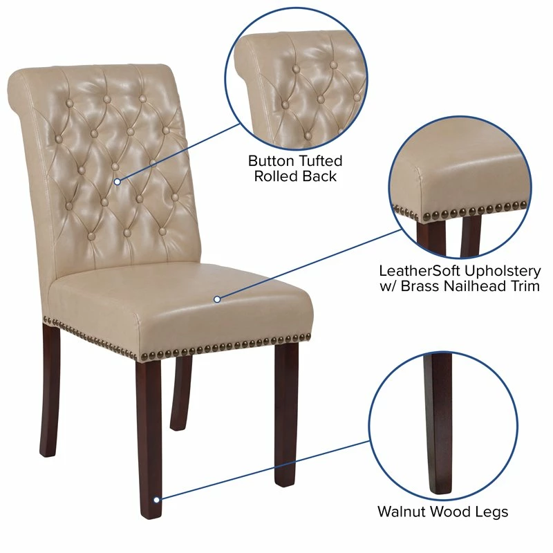 Cheapest 💯 Flash Furniture Hercules Leather Upholstered Parson Dining Side Chair In Beige ⌛ 7 Cheapest 💯 Flash Furniture Hercules Leather Upholstered Parson Dining Side Chair In Beige ⌛ - Image 5