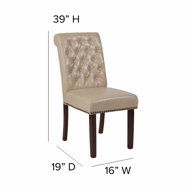 Cheapest 💯 Flash Furniture Hercules Leather Upholstered Parson Dining Side Chair In Beige ⌛ 8 Cheapest 💯 Flash Furniture Hercules Leather Upholstered Parson Dining Side Chair In Beige ⌛ - Image 6