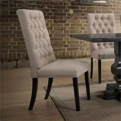 Hot Sale ❤️ ACME Furniture ACME Morland Parson Dining Side Chair In Tan And Vintage Black 🛒 -Cheap Office Chairs Store 1767761 1 L