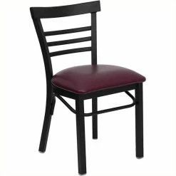 Best Pirce 😍 Bowery Hill Black Ladder Back Dining Chair In Burgundy 🔥