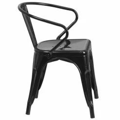 Cheap 💯 Bowery Hill Metal Dining Arm Chair In Black 😀 -Cheap Office Chairs Store 1817363 2 L
