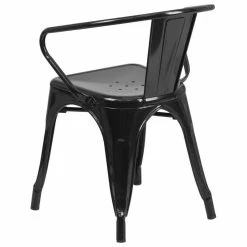 Cheap 💯 Bowery Hill Metal Dining Arm Chair In Black 😀 -Cheap Office Chairs Store 1817363 3 L