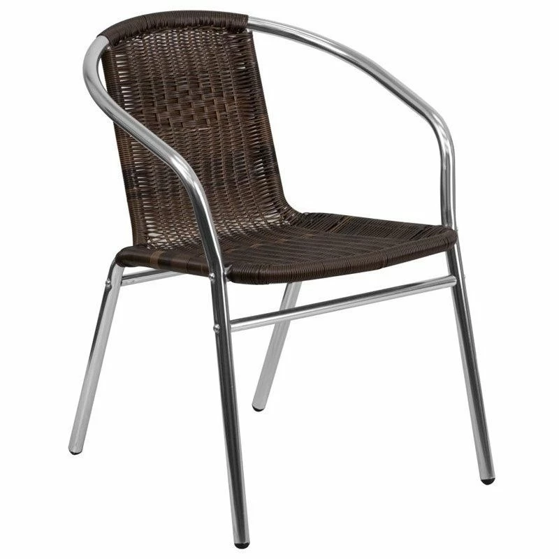Wholesale 😉 Bowery Hill Aluminum Rattan Dining Chair In Dark Brown 🥰 3 Wholesale 😉 Bowery Hill Aluminum Rattan Dining Chair In Dark Brown 🥰