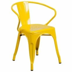 Cheap ✔️ Scranton & Co Metal Dining Arm Chair In Yellow 🔔
