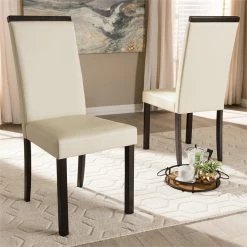 New 😍 Baxton Studio Daveney Faux Leather Dining Side Chair (Set Of 2) 🛒 -Cheap Office Chairs Store 1862248 1 L