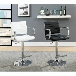 Outlet ✨ Furniture Of America Jackson Contemporary Faux Leather Bar Stool In Black ⭐ -Cheap Office Chairs Store 1864135 1 L