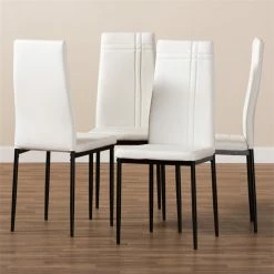 Outlet ✨ Baxton Studio Matiese Faux Leather Dining Chair In White (Set Of 4) 👍 -Cheap Office Chairs Store 1865048 2 L