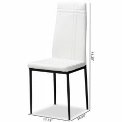 Outlet ✨ Baxton Studio Matiese Faux Leather Dining Chair In White (Set Of 4) 👍 -Cheap Office Chairs Store 1865048 5 L