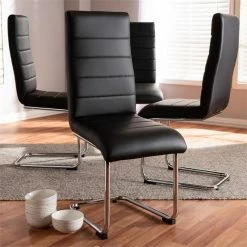 New 😍 Baxton Studio Marlys Faux Leather Dining Chair In Black (Set Of 4) 🎉 -Cheap Office Chairs Store 1865059 1 L