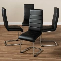 New 😍 Baxton Studio Marlys Faux Leather Dining Chair In Black (Set Of 4) 🎉 -Cheap Office Chairs Store 1865059 2 L