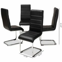 New 😍 Baxton Studio Marlys Faux Leather Dining Chair In Black (Set Of 4) 🎉 -Cheap Office Chairs Store 1865059 4 L