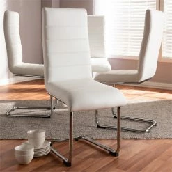 Coupon 👍 Baxton Studio Marlys Faux Leather Dining Chair In White (Set Of 4) ❤️ -Cheap Office Chairs Store 1865060 1 L
